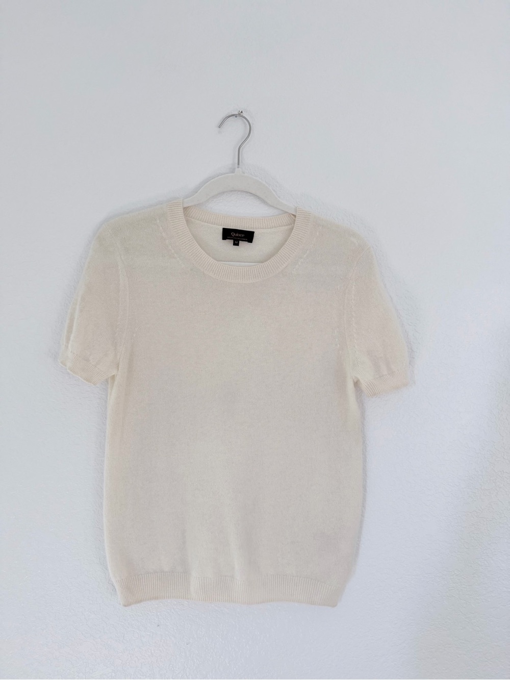 QUINCE Cream Crewneck Short-Sleeve Sweater